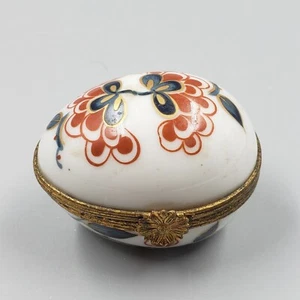 Vintage Schmuckschatulle Porcelaine de Paris France Ormolu Verschluss handbemalt eiförmig - Bild 1 von 7