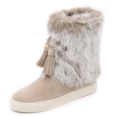 NUEVAS Botas Tory Burch wn talla 5 Angélica Piel de Conejo Real Borla Nudo Oscuro 294 Foto 1 de 4