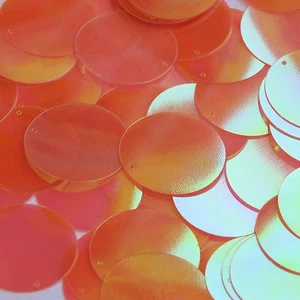 Round Sequin 30mm Orange Ultra Crystal Rainbow Iris Iridescent - Picture 1 of 2