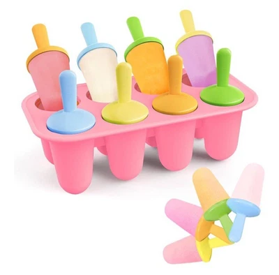 Силиконовые формы для мороженого 8 штук с палочками без бисфенола А розовые безопасны для посудомоечной машины - Изображение 1 из 4