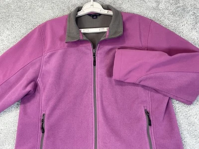 Lands' End Jacket Womens Large 14-16 Purple Windcheck Fleece Softshell Full Zip - Image 1 of 4