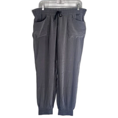 RLX Ralph Lauren Silk Drawstring Waist Jogger Pant Gray Casual Boho Size Large - Image 1 of 4