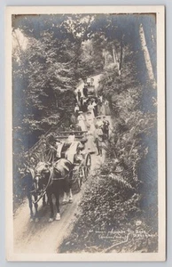 Tarjeta postal Grasmere Inglaterra Reino Unido carruajes de caballos entrenadores descendentes Red Bank RPPC - Imagen 1 de 2