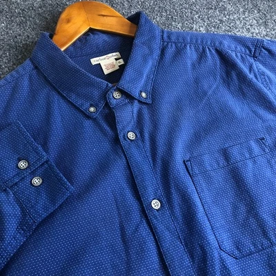 Camisa Carbono 2 Cobalto Para Hombres XL Azul Ojo de Pájaro Botón Manga Larga 100% Algodón Foto 1 de 4