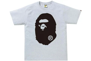 Camiseta A BATHING APE BAPE Bicolor Cabeza de Mono Grande Gris Nueva Auténtica S - Imagen 1 de 12