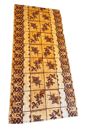 "Tela de tela de corteza Hawaii MCM GVH años 60 marrón y crema 2 yardas 16 pulgadas X 42"" de ancho" Foto 1 de 4