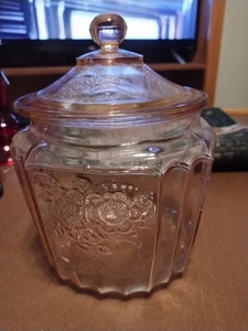 Anchor Hocking Mayfair Offen Rose Rosa Vertiefung Glas Keks Keksdose mit Deckel - Bild 1 von 2