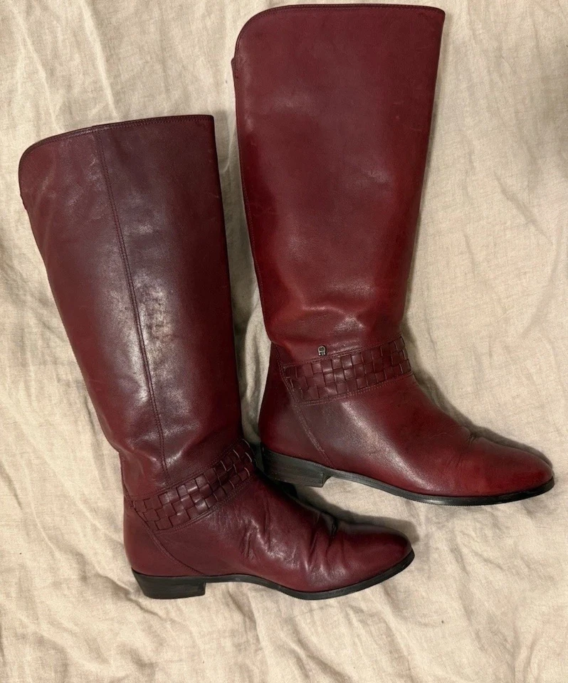 Rare Vintage Women’s Etienne Aigner Oxblood Mid-Calf Boots, Size W 5.5 - Image 1 of 4