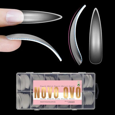 Halloween XXL Curved Almond Stiletto Nail Tips Press on Full Cover extra lange - Bild 1 von 4