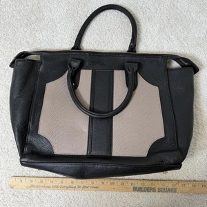 GiGi New York Leder Umhängetasche Handtasche schwarz & taupe Python geprägt Tasche 13x10 - Bild 1 von 15