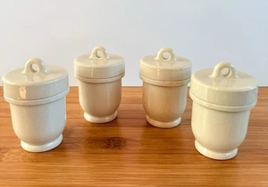 4er Set Vintage Egg Coddlers Made in England Creme Glasur Keramik Reg No 720797 - Bild 1 von 10