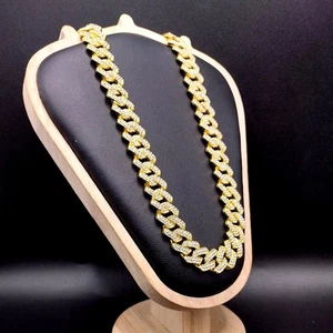18kt vergoldet Miami Cuban Halskette 14mm. x 22 zoll Iced Out Herrenmode Geschenk - Bild 1 von 6