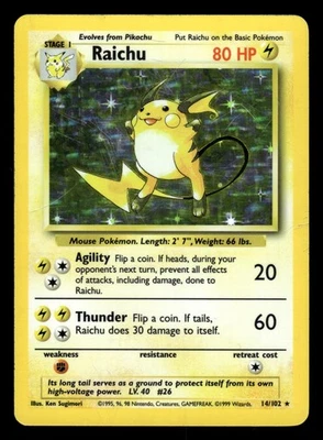 Raichu 14/102 Holo Rare Base Set Pokemon Card - Image 1 of 2