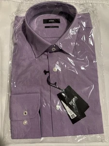 New Hugo Boss Men’s Purple Microcheck Slim Fit Dress Shirt 15.5 – Jesse Style - Picture 1 of 5