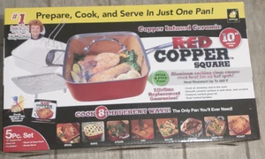 Telebrands 10" Red Copper Square Frying/Grill Square Pan - Picture 1 of 3