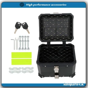 45L Black Motorcycle Top Case Tail Box Waterproof Luggage Scooter Trunk Storage - Picture 1 of 14
