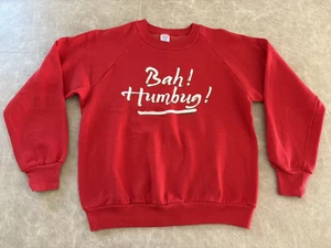 Vintage Jerzees Brand "Bah Humbug" Christmas Crew Sweatshirt Adult Small/Medium - Picture 1 of 4