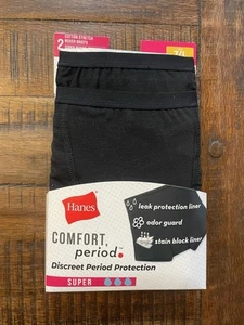 New Hanes Comfort Period Super Protection Boxer Brief 2pk Women’s Size 7 Panties - Picture 1 of 8