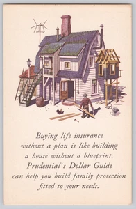 Prudential Insurance Advertising Postcard House Construction Builder - Picture 1 of 3