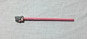 Vintage 80s Russ Pencil with Kitty Cat Topper BORN TO TALK Unused Pink - Picture 1 of 7