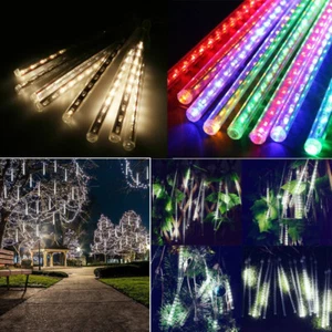 LED Meteor Shower Tube Lights Snow Rain Chain Lamp 30CM For Christmas Decor ERM - Picture 1 of 18