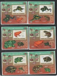 COMOROS REPTILES AMPHIBIANS STAMPS 2009 FROGS IMPERF DELUXE (6) MNH- REP205 - Picture 1 of 1