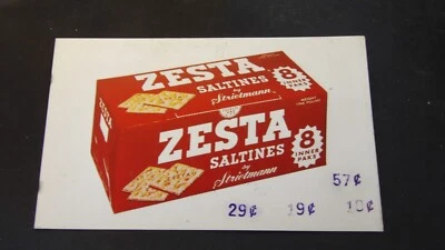 Rare Zesta Crackers advertising card-carried by vendors to show packaging - Image 1 of 2