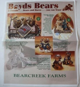 Boyd's Bear Otoño 1999 Bearcreek Farms Bryant Indiana Color Doble Plegable Catálogo RARO - Imagen 1 de 1