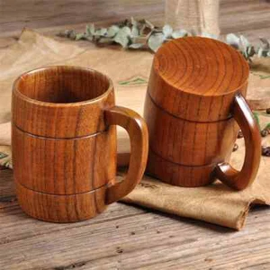 Handmade Wooden Coffee Mug with Handle – Eco-Friendly Tea, Beer, Milk, Drinkware - Picture 1 of 10