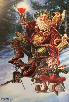 Briar Festive Druid Greetings Pagan Wicca Alt Card Yule Christmas Owl BY07