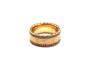 HEARTS OF PANDORA Rose GOLD Pink CZ ENAMEL Wide Band Ring SIZE O-P (RETIRED) - Picture 1 of 16