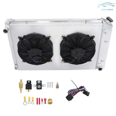 4 filas de radiador + ventilador de cubierta para Chevy C10 C20 K10 K20 GMC C1500 C2500 7,4 L 1973-87 Foto 1 de 4