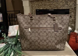 Coach Gallery Tote, Large - Gold/Brown. 16” x 13” x 11” - Picture 1 of 16