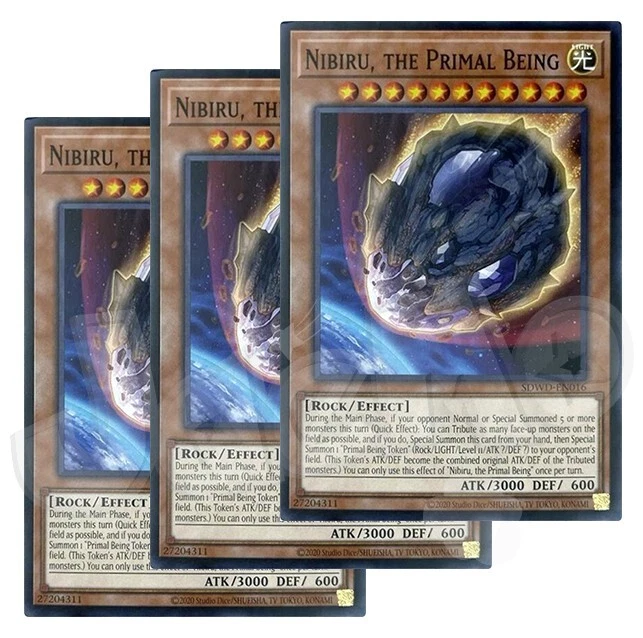 Yugioh - Nibiru the Primal Being x 3 - Unlimited Misprint NM - Plus Free Holo - Image 1 of 1