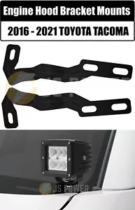 Engine Hood Hinge Ditch LED Light Mounting Brackets for 2016-2021 Toyota Tacoma - Picture 1 of 9