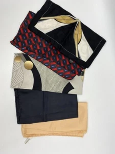 5 Vtg Assorted Silk Pocket Squares 10" X 10" Geometric Solid hand rolled - Picture 1 of 13