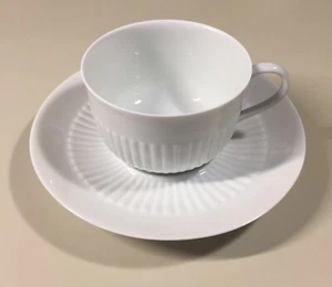 2 Ceralene Limoges Gadron White Ribbed Cup Saucer Set 2.25" VHTF - Picture 1 of 12
