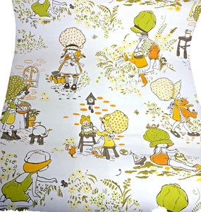 2 Vintage Wallpaper Rolls Sunbonnet Whimsical Children Playing 1970s - Picture 1 of 5