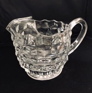 VINTAGE FOSTORIA AMERICAN GLASS CUBIST PATTERN WATER PITCHER 48 OZ - Picture 1 of 4