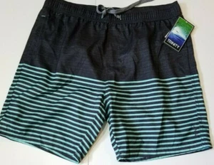 Mens Trinity Brand Boardshorts Black with Green Stripes Size Large - Picture 1 of 3