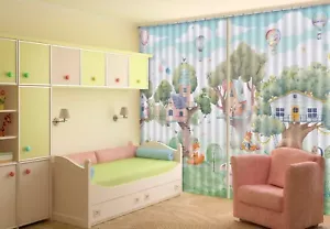 3D Forest Animal House G8206 Photo Blockout Curtain Fabric Window Erin 2023 - Foto 1 di 7