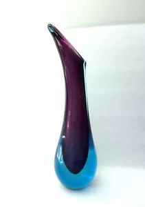 LARGE MURANO SOMMERSO SEGUSO PURPLE AND BLUE ART GLASS VASE - Picture 1 of 7