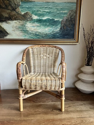 Vintage Wicker Child Children Chair Arm Chair Cover