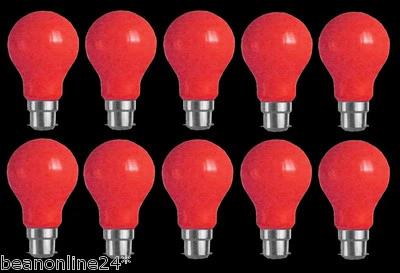 10 x RED Coloured Bayonet Party / Festoon Light Globes 18W = 25W B22 Bulbs A60 - Image 1 of 2