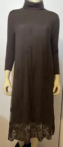 Sundance Gr. L braun Kutte Wolle Kaninchenhaar Mischung Pailletten Spitze Boho gefüttert Kleid - Bild 1 von 9