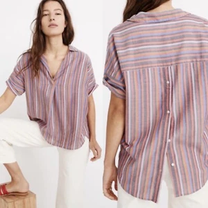 Camicia Madewell a righe arcobaleno manica corta corriere bottoni dietro taglia XS - Foto 1 di 5