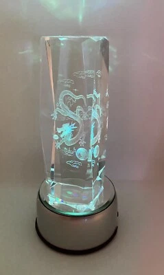 3D Laser Crystal Dragon Figurine Statue Sculpture with LED Base New - Image 1 of 4