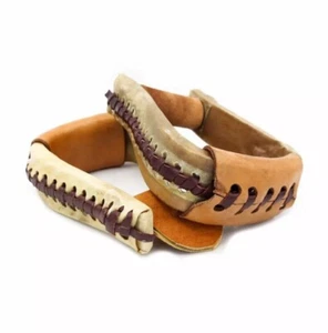 Western Horse Saddle Rawhide Leather Pony Kids Stirrups Tack Pair Set - Picture 1 of 1