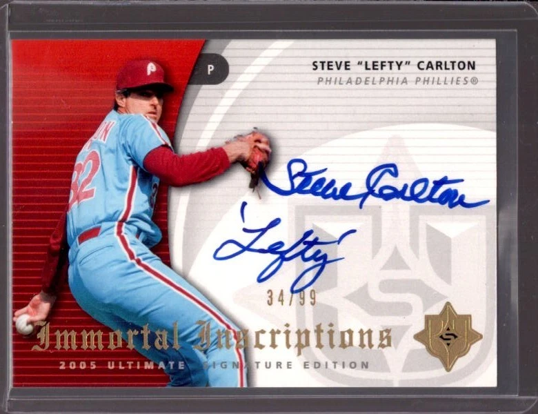STEVE CARLTON 2005 Ultimate Collection Immortal Inscriptions Lefty Auto #34/99 - Image 1 of 2