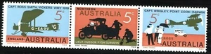 1969 England-Australia Type B Tenant Strip 15c 50thAnniversary 1st Flight Stamps - Picture 1 of 1
